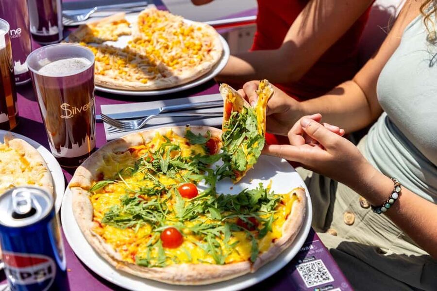Budapest: Catamaran Pizza Cruise - Inside vs Outside on a Two-Level Catamaran