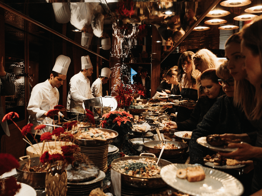 Budapest: Dinner Cruise with Live Music & Unlimited Drinks - Dinner on board with a show-kitchen feel, plus a buffet you can control